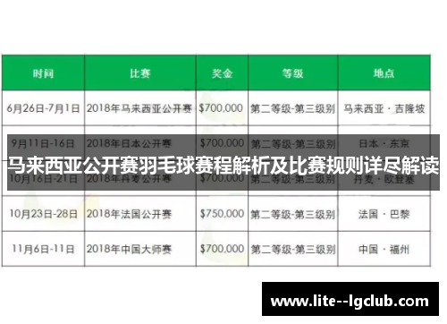 马来西亚公开赛羽毛球赛程解析及比赛规则详尽解读